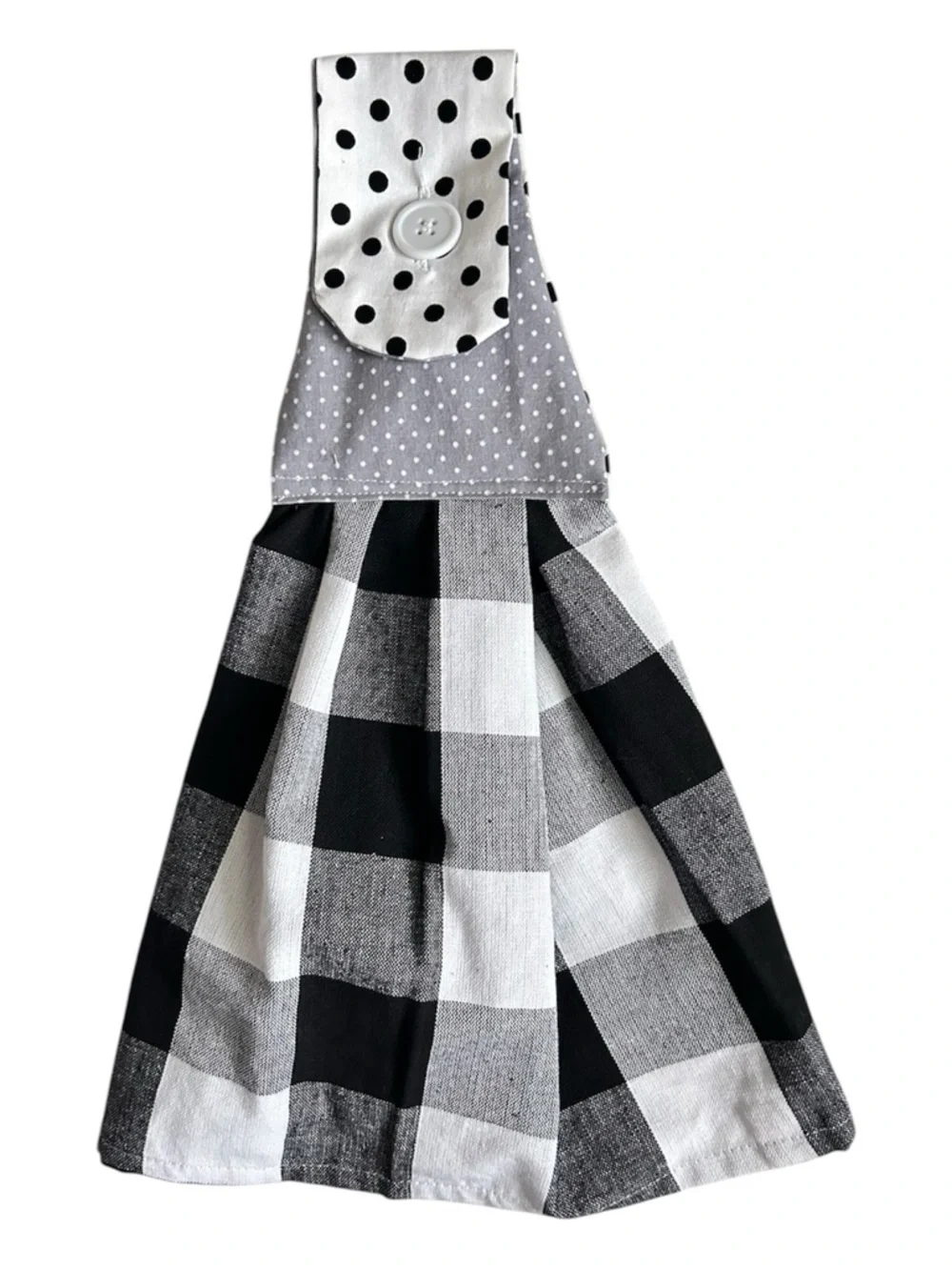 Hand Crafted Black & White Buffalo Plaid Hanging Kitchen Hand  Towel